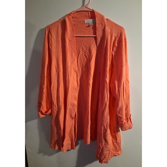 Laura Ashley Coral 3/4 Roll Tab Sleeve Wrap Sz XL - Picture 1 of 2
